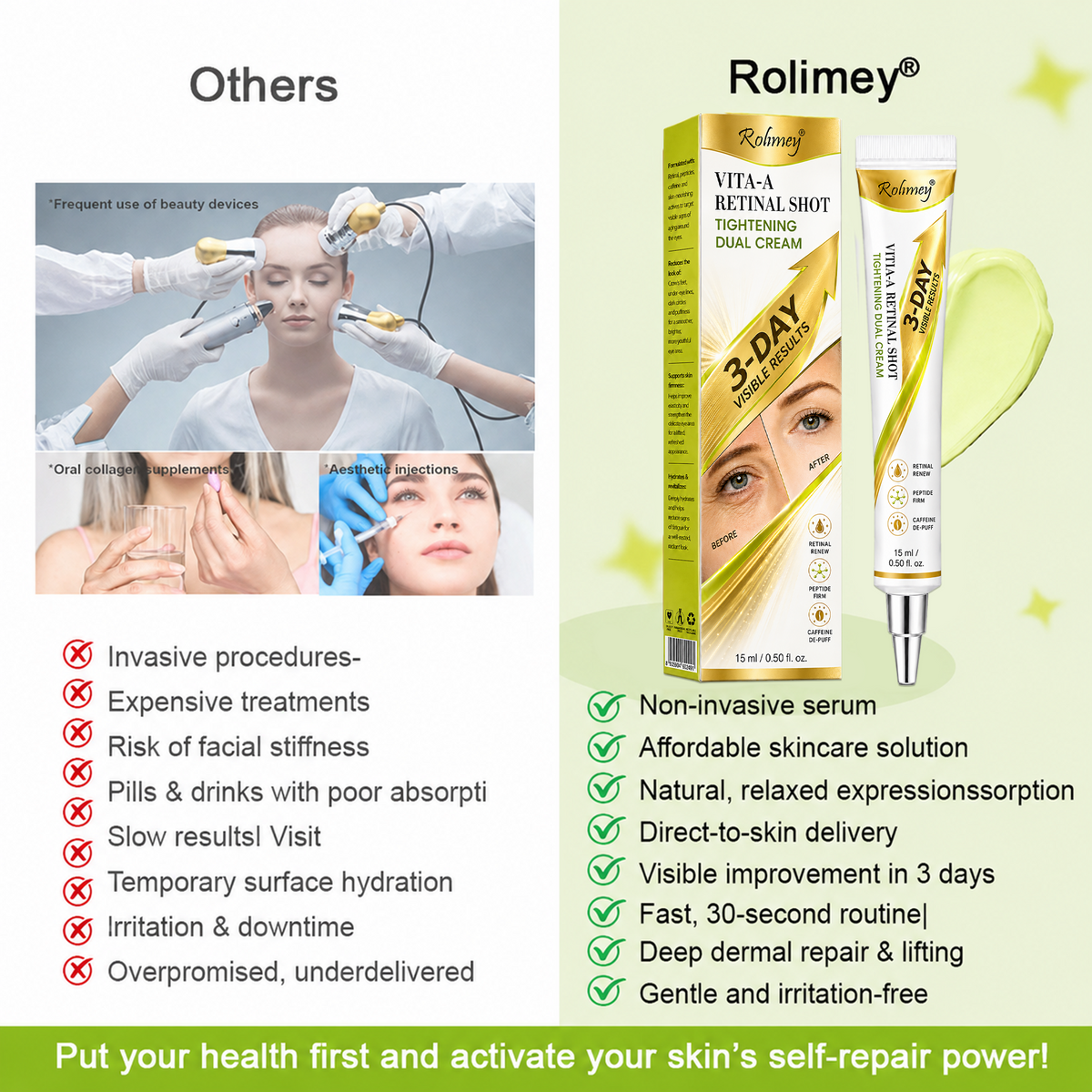 ✅Rolimey® Botox & Vita-A Retinol Shot Wrinkle-Lift Tightening cream - Last Day Promotion 70% OFF