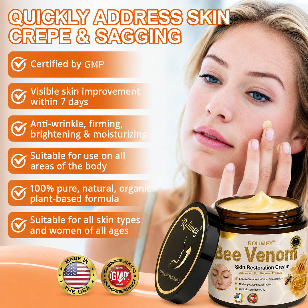🌟Rolimey® Bee venom Pro Comprehensive Cream —Tightening for Skin Types