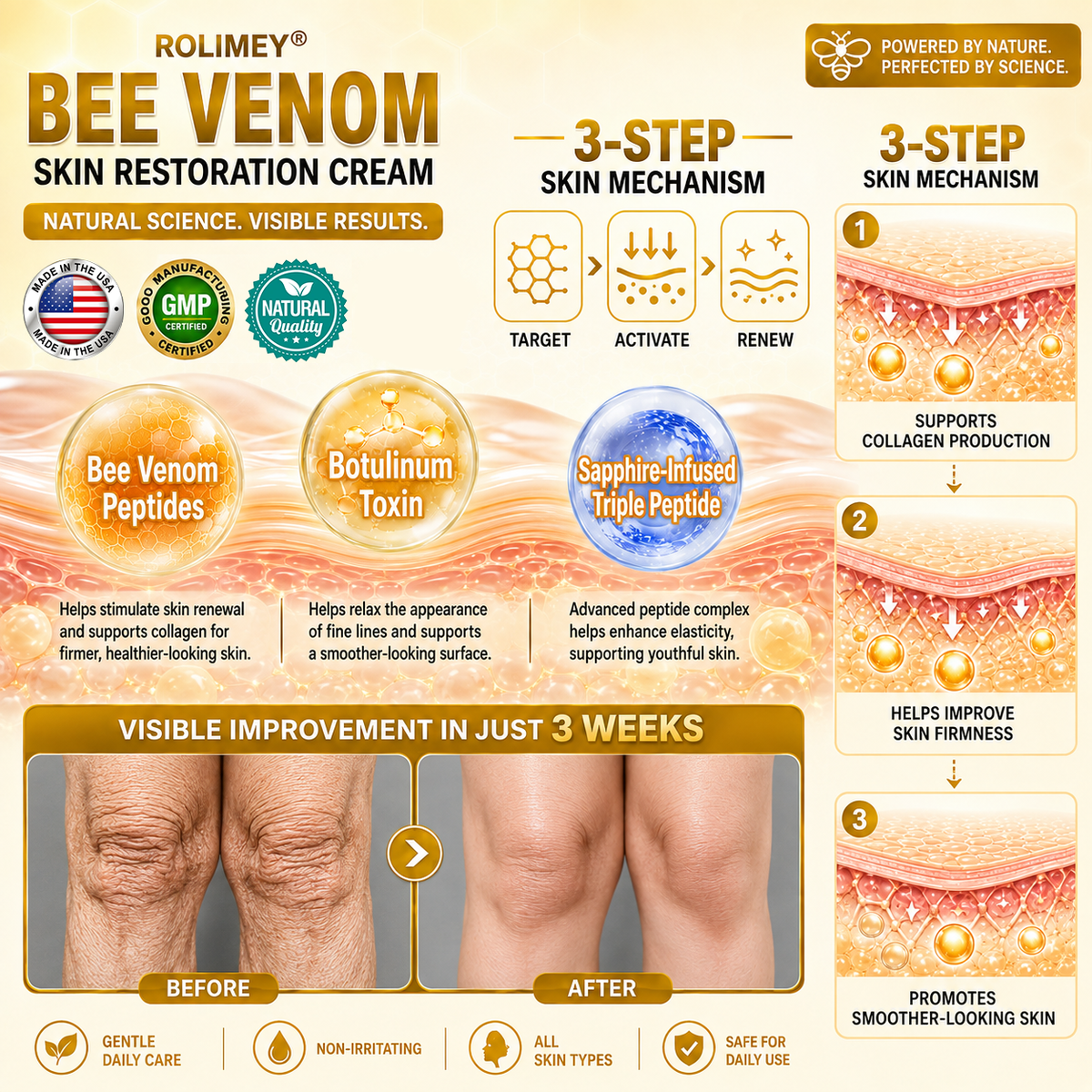🌙2026 New Rolimey® Bee Venom Advanced Skin Rescue Cream | Botox-Inspired Firming & Smoothing Care for All Skin Types