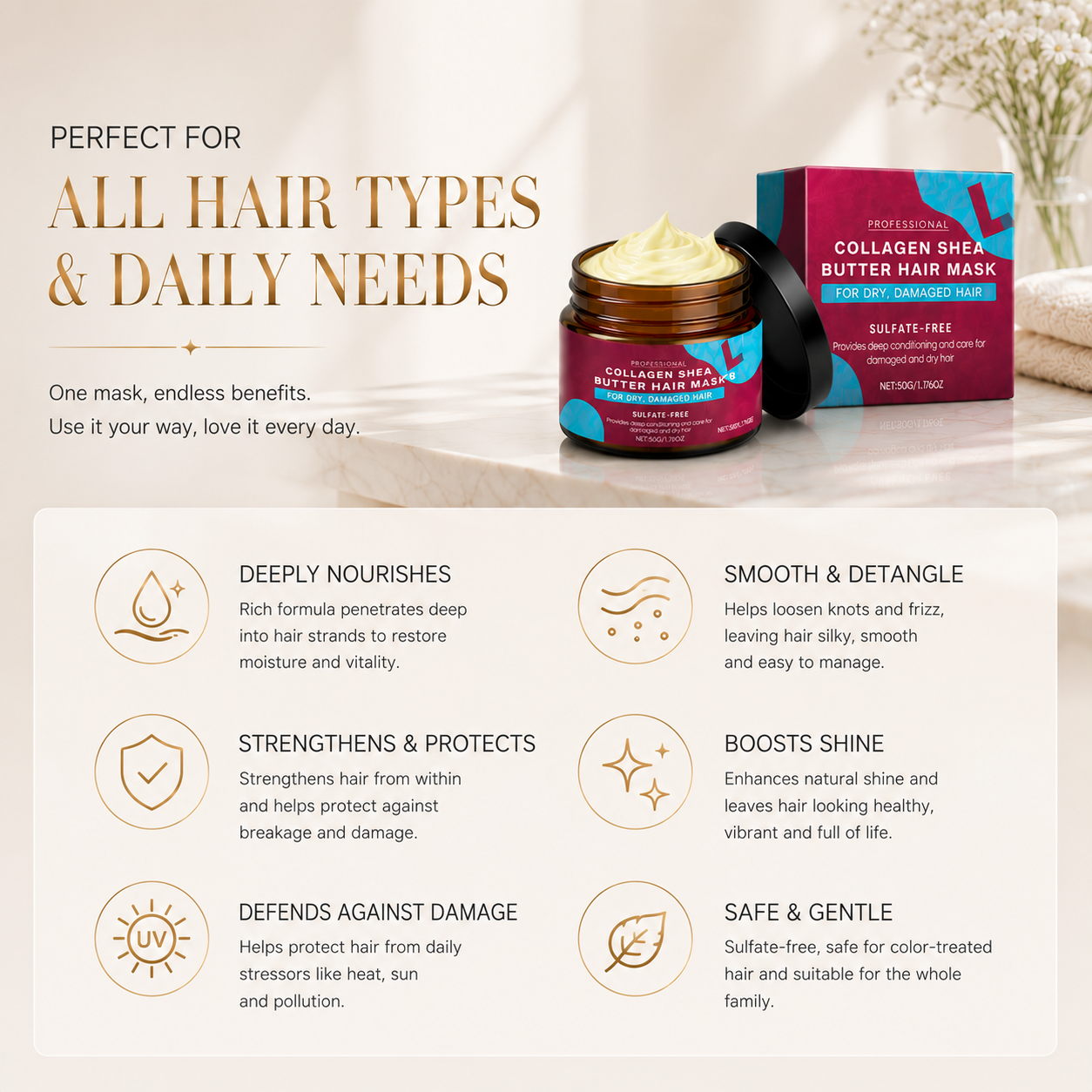 💇‍♀️✨Magic Keratin Hair Mask | Salon-Quality Deep Repair Treatment for Silky Smooth & Glossy Hair