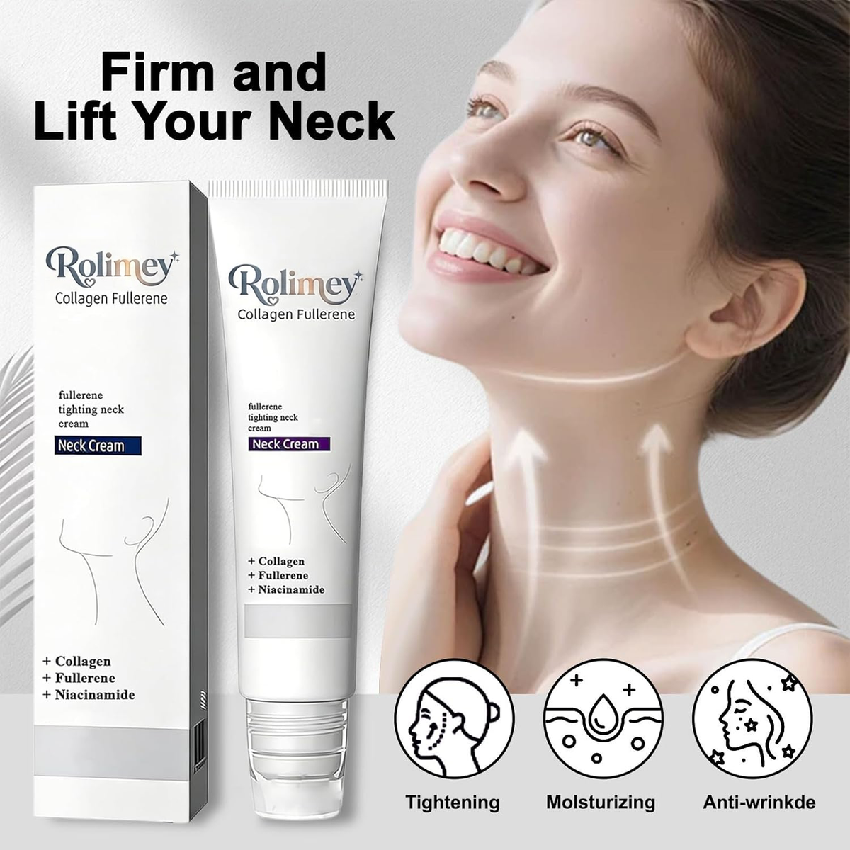 💫Rolimey® Collagen Fullerene Cream, Rolimey Collagen Cream with Collagen Peptides, 2026 New Tighten & Lift Cream for Crepey Skin, Wrinkles and Tightening for Skin Types