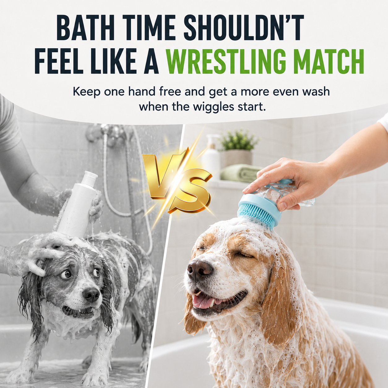 🐶🐱Pet Bath Brush with Shampoo Dispenser | 2-in-1 Dog Grooming Foaming Brush for Easy Bathing & Massage