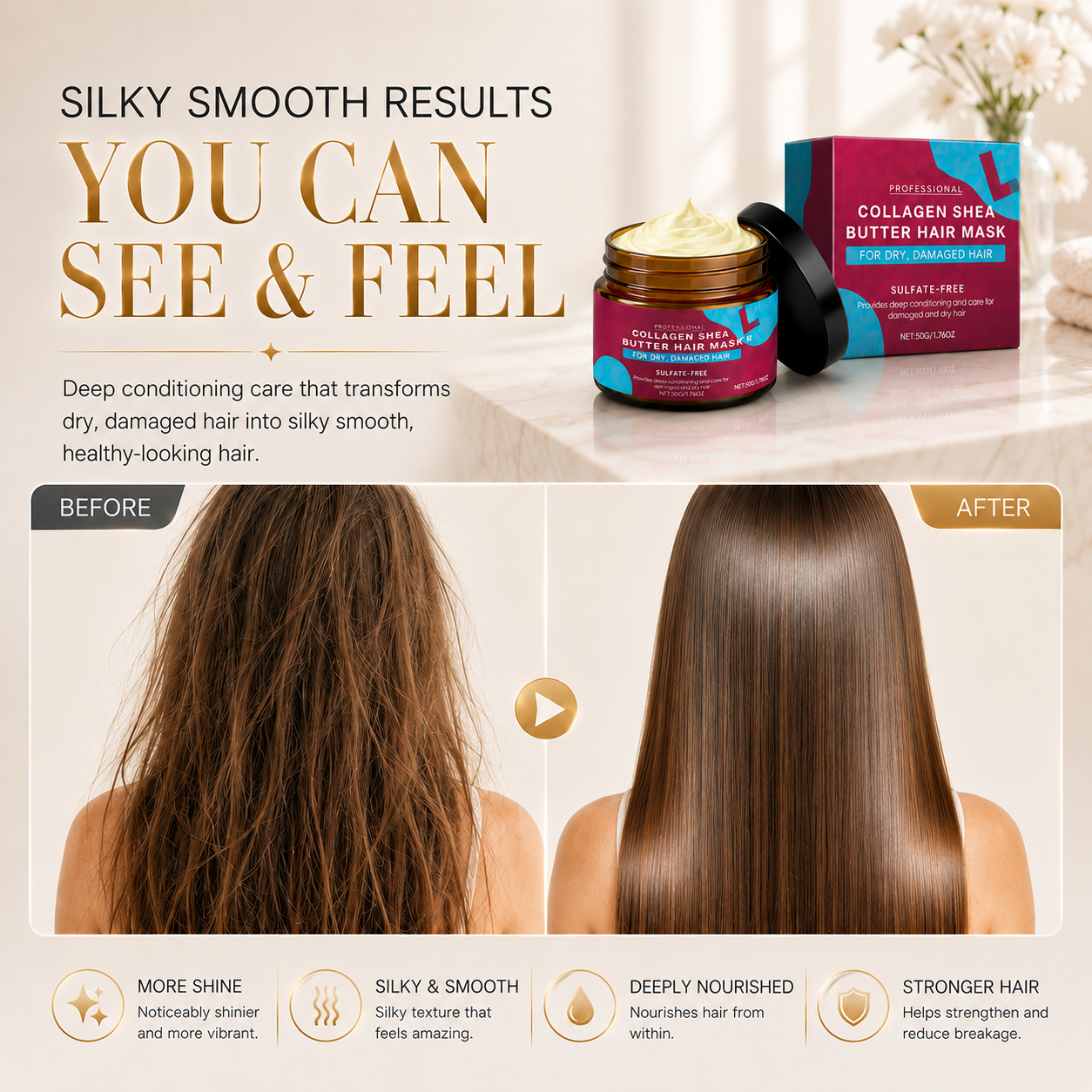 💇‍♀️✨Magic Keratin Hair Mask | Salon-Quality Deep Repair Treatment for Silky Smooth & Glossy Hair