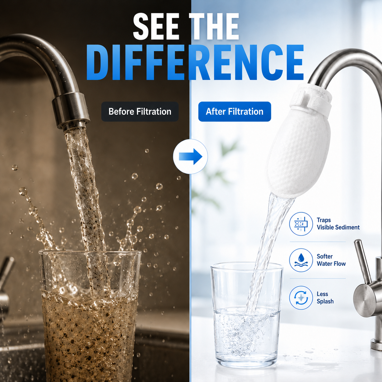 Faucet filter pad for filtering tap water