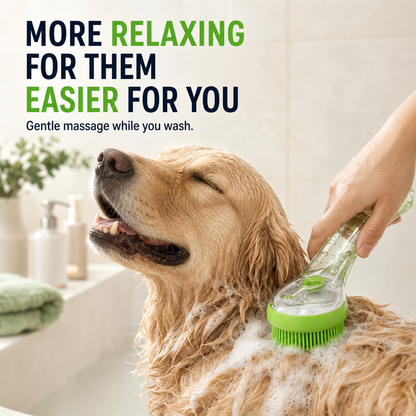 🐶🐱Pet Bath Brush with Shampoo Dispenser | 2-in-1 Dog Grooming Foaming Brush for Easy Bathing & Massage