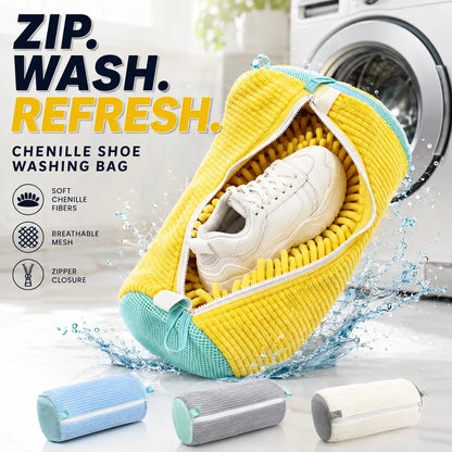 🎁Shoe Washing Machine Bag Laundry Shoe Bag for Washer and Dryer Reusable 2pc Shoe Cleaning Bags for Sneakers 360° Deep Cleaning Machine for All Shoes Types With Self-locking Zipper