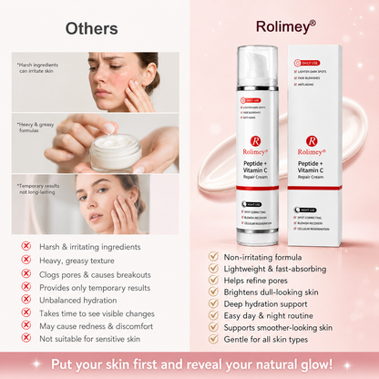 🎁Rolimey®  Peptide + Vitamin C Repair Cream | 2026 New Peptide + Vitamin C Repair Cream for Fine Lines, Uneven Skin Tone, Enlarged Pores & Deep Hydration for All Skin Types