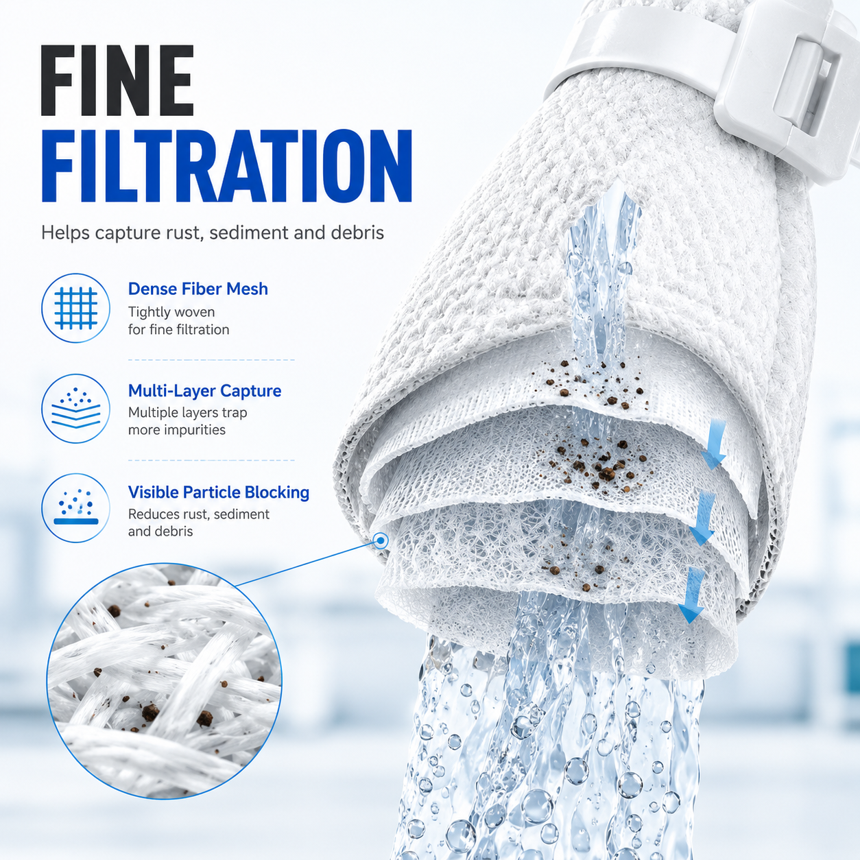 Faucet filter pad for filtering tap water