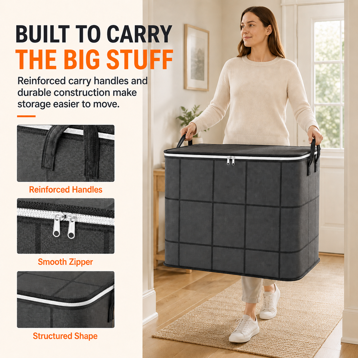 Storage Bag for Clothes & Bedding clutter, blankets, and seasonal clothes in one roomy bag