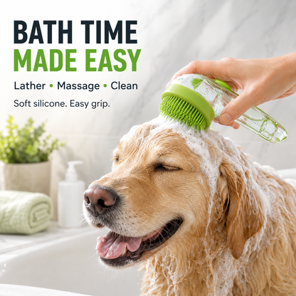 🐶🐱Pet Bath Brush with Shampoo Dispenser | 2-in-1 Dog Grooming Foaming Brush for Easy Bathing & Massage