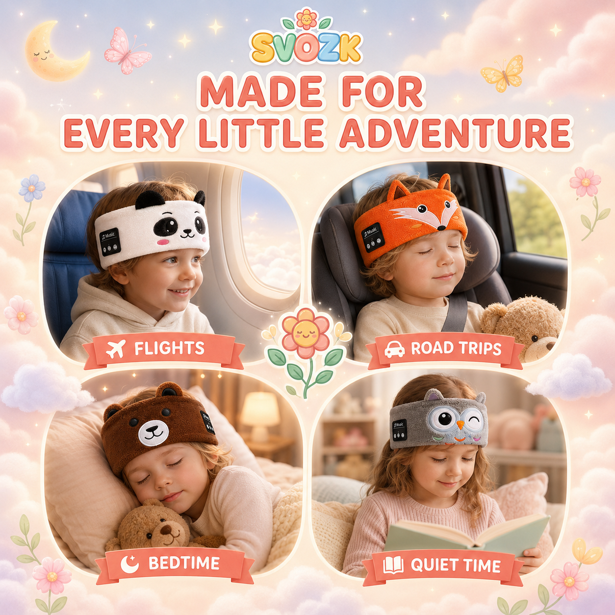 🌙 🎶Cozy Bluetooth 5.0 Sleep Headband 🎧 – Soft Wireless Music Headphones for Kids & Adults, Relax, Sleep & Enjoy Music Anywhere