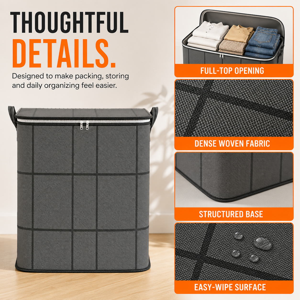 Storage Bag for Clothes & Bedding clutter, blankets, and seasonal clothes in one roomy bag