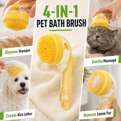 🐶🐱Pet Bath Brush with Shampoo Dispenser | 2-in-1 Dog Grooming Foaming Brush for Easy Bathing & Massage