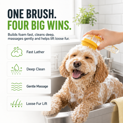 🐶🐱Pet Bath Brush with Shampoo Dispenser | 2-in-1 Dog Grooming Foaming Brush for Easy Bathing & Massage