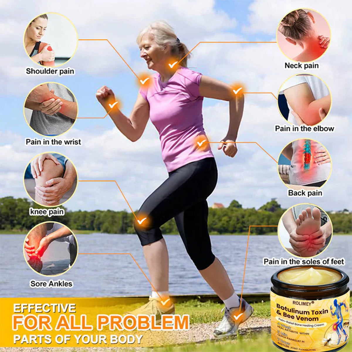 🎁🎁Official Shop:Rolimey® Bee Venom Pain Relief Bone Healing Cream 👨‍⚕️(Reduction of joint swelling, pain, stiffness, redness, heat, muscle soreness and joint fatigue)