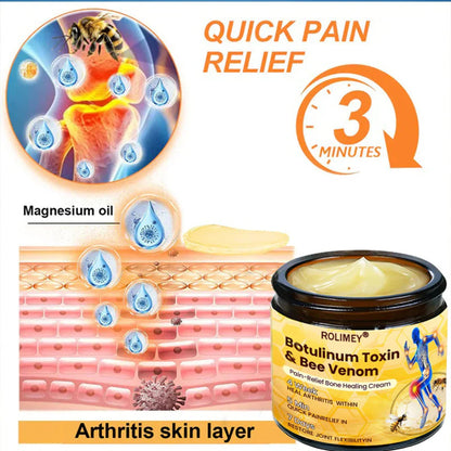 🎁🎁Official Shop:Rolimey® Bee Venom Pain Relief Bone Healing Cream 👨‍⚕️(Reduction of joint swelling, pain, stiffness, redness, heat, muscle soreness and joint fatigue)