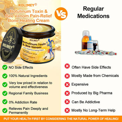 🎁🎁Official Shop:Rolimey® Bee Venom Pain Relief Bone Healing Cream 👨‍⚕️(Reduction of joint swelling, pain, stiffness, redness, heat, muscle soreness and joint fatigue)