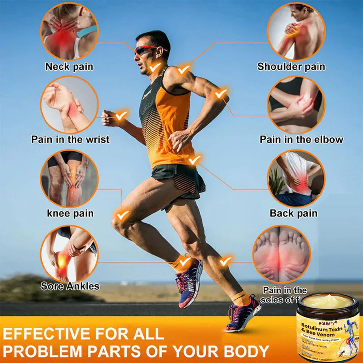 🎁🎁Official Shop:Rolimey® Bee Venom Pain Relief Bone Healing Cream 👨‍⚕️(Reduction of joint swelling, pain, stiffness, redness, heat, muscle soreness and joint fatigue)