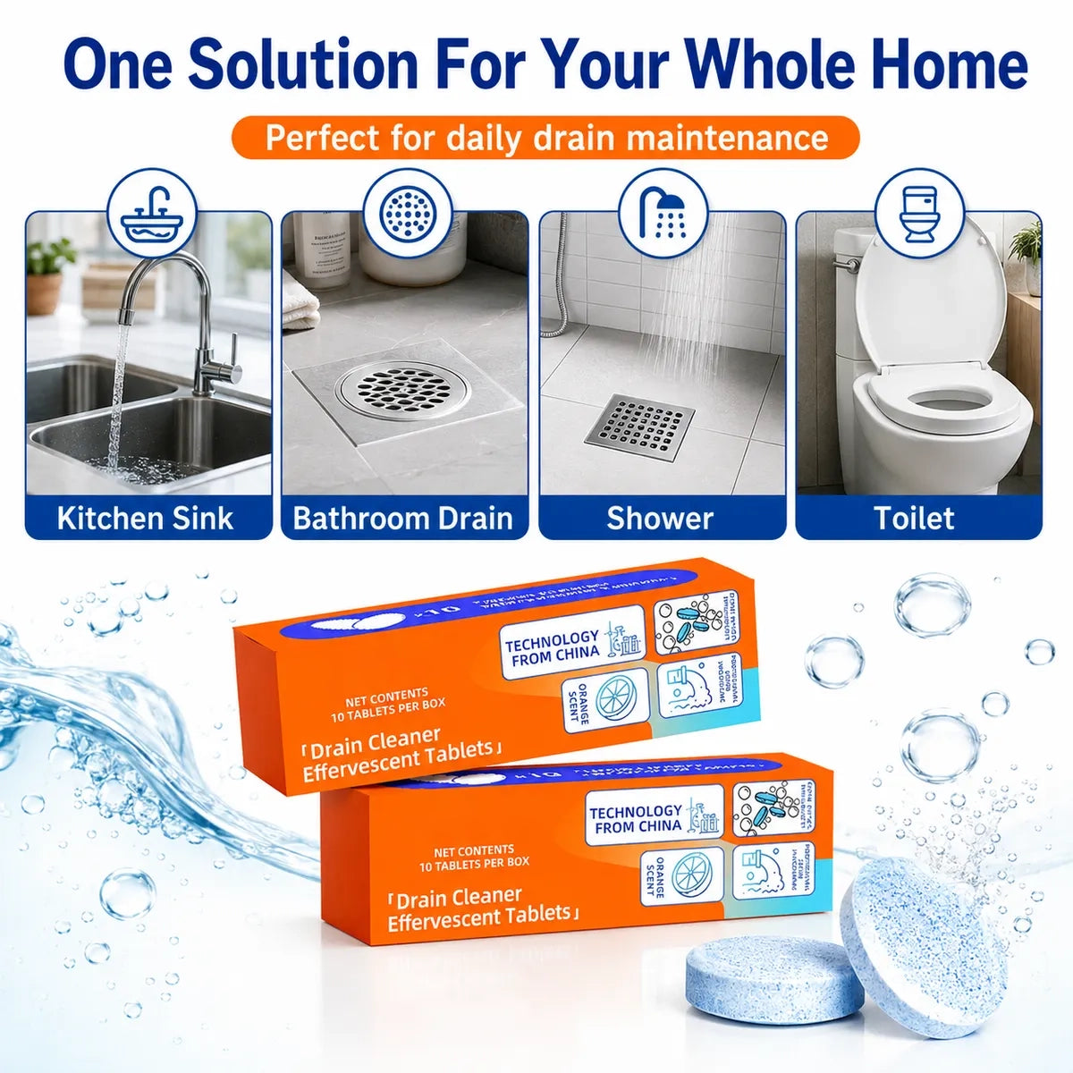 ✨ Foaming Drain Cleaner Powder | Powerful Pipe Clog Remover for Kitchen Sink, Bathroom & Toilet Cleaning