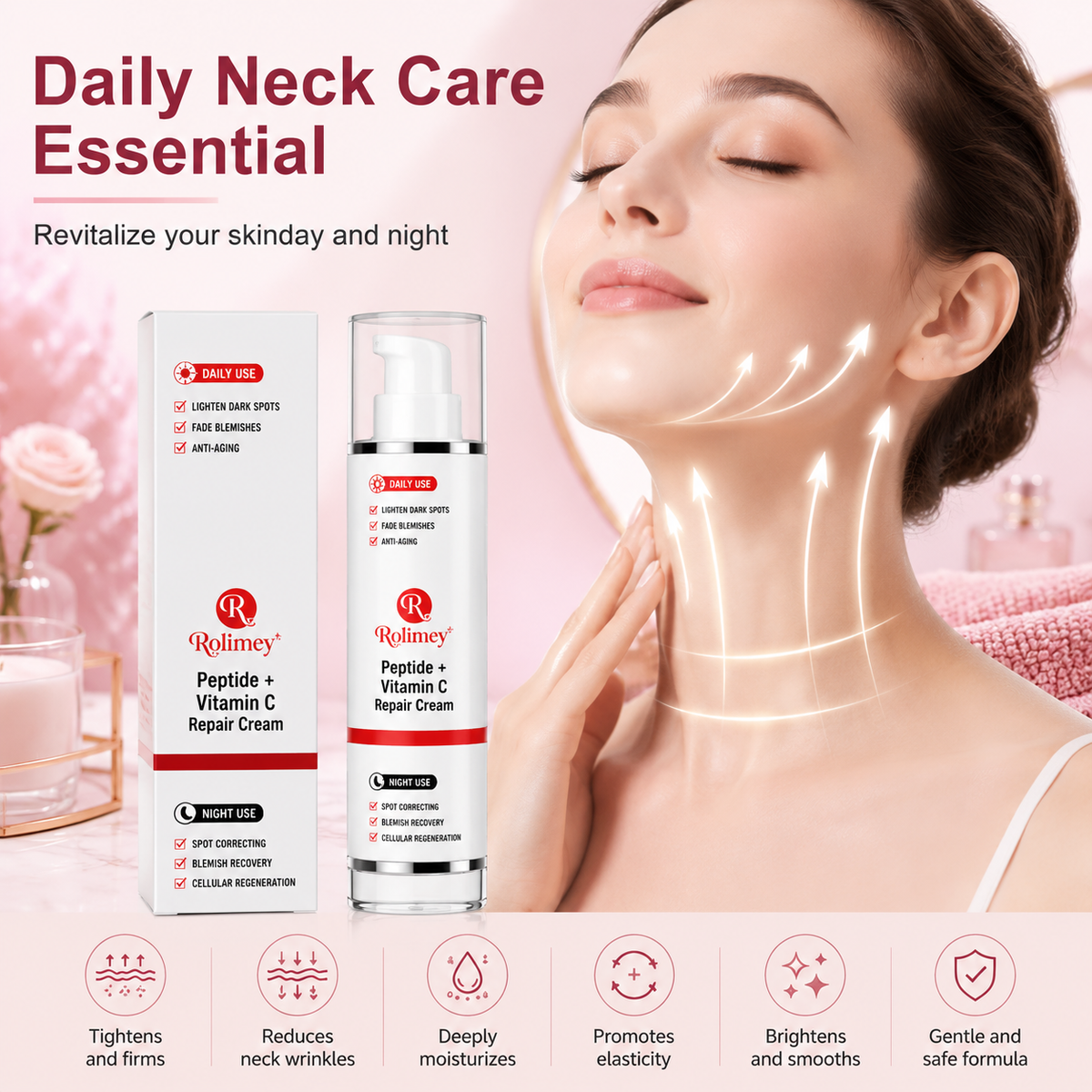 🎁Rolimey®  Peptide + Vitamin C Repair Cream | 2026 New Peptide + Vitamin C Repair Cream for Fine Lines, Uneven Skin Tone, Enlarged Pores & Deep Hydration for All Skin Types