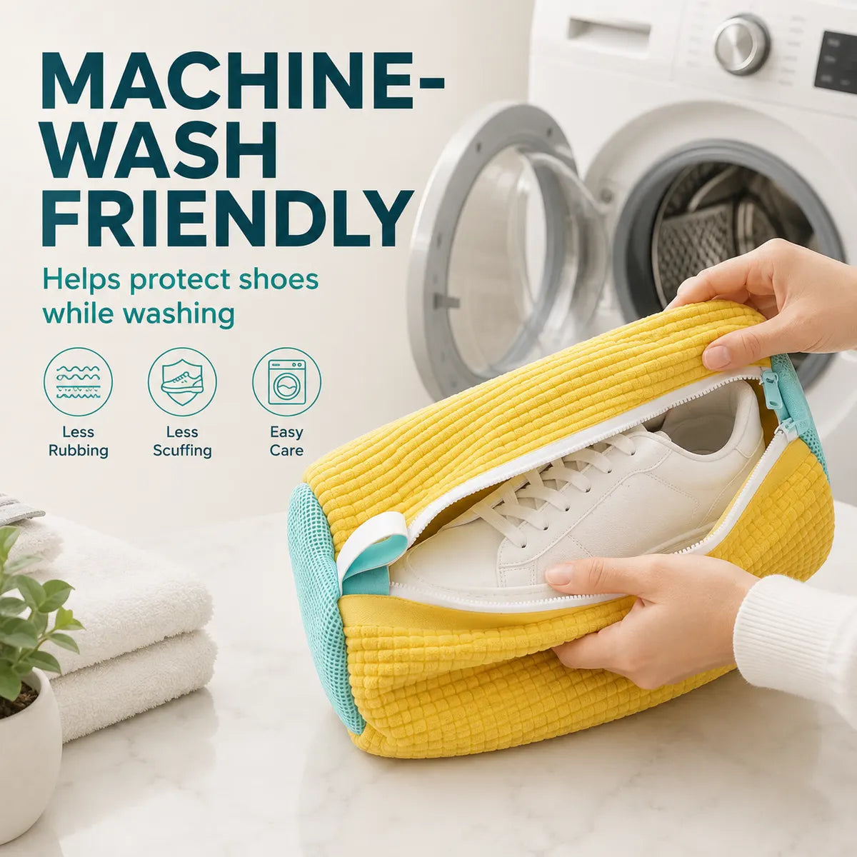 🎁Shoe Washing Machine Bag Laundry Shoe Bag for Washer and Dryer Reusable 2pc Shoe Cleaning Bags for Sneakers 360° Deep Cleaning Machine for All Shoes Types With Self-locking Zipper