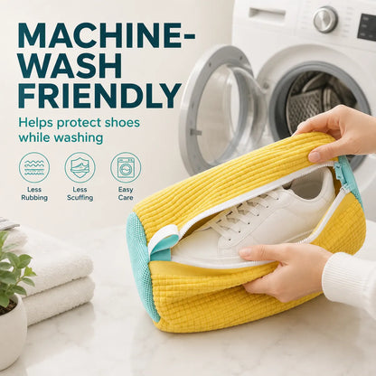 🎁Shoe Washing Machine Bag Laundry Shoe Bag for Washer and Dryer Reusable 2pc Shoe Cleaning Bags for Sneakers 360° Deep Cleaning Machine for All Shoes Types With Self-locking Zipper