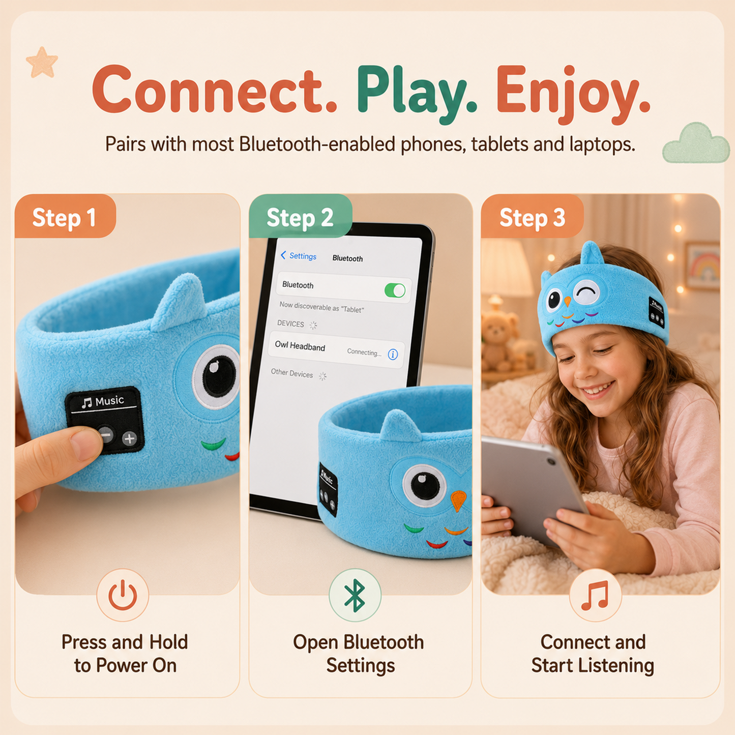 🌙 🎶Cozy Bluetooth 5.0 Sleep Headband 🎧 – Soft Wireless Music Headphones for Kids & Adults, Relax, Sleep & Enjoy Music Anywhere