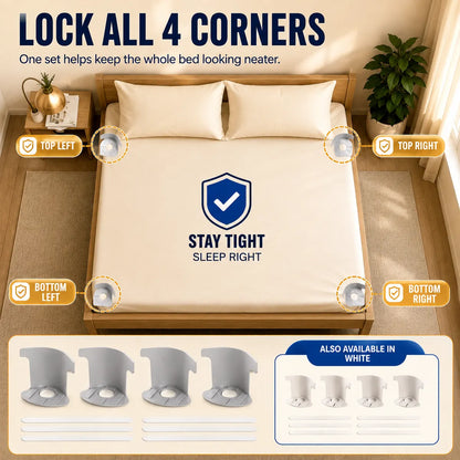 🛏️ No-Slip Bed Sheet Holders | Invisible 4 Corner Fasteners Keep Your Sheets Perfectly in Place