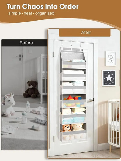 🚪 Over the Door Organizer with 5 Shelves & 10 Mesh Pockets | Heavy-Duty Hanging Door Storage, 55lbs Capacity, Space Saver for Bedroom, Bathroom, Nursery & Dorm