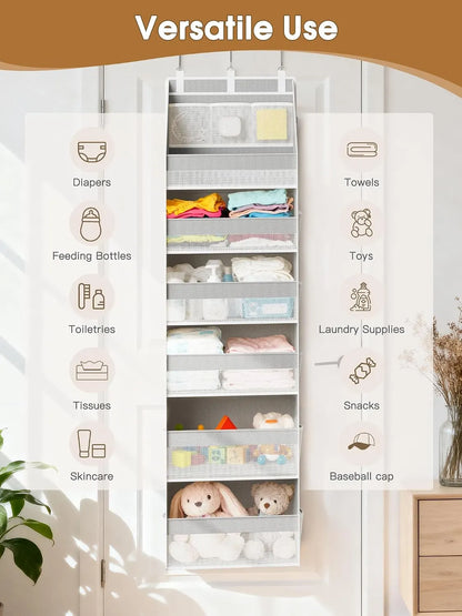 🚪 Over the Door Organizer with 5 Shelves & 10 Mesh Pockets | Heavy-Duty Hanging Door Storage, 55lbs Capacity, Space Saver for Bedroom, Bathroom, Nursery & Dorm
