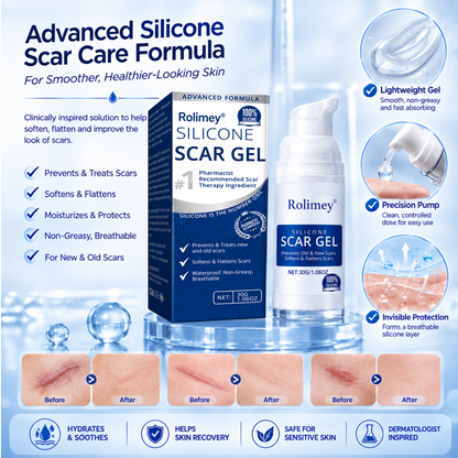 Rolimey® SILICONE SCAR GEL for Healed Skin – Advanced Care for Surgical, C-Section, Acne & Burn Scars