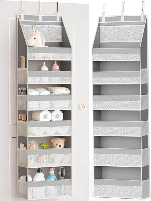 🚪 Over the Door Organizer with 5 Shelves & 10 Mesh Pockets | Heavy-Duty Hanging Door Storage, 55lbs Capacity, Space Saver for Bedroom, Bathroom, Nursery & Dorm