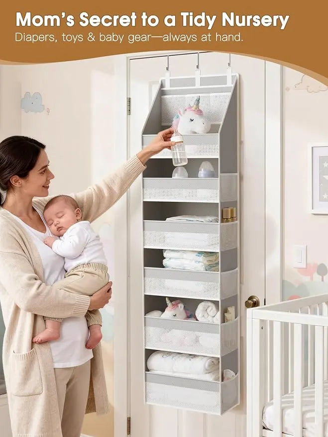🚪 Over the Door Organizer with 5 Shelves & 10 Mesh Pockets | Heavy-Duty Hanging Door Storage, 55lbs Capacity, Space Saver for Bedroom, Bathroom, Nursery & Dorm