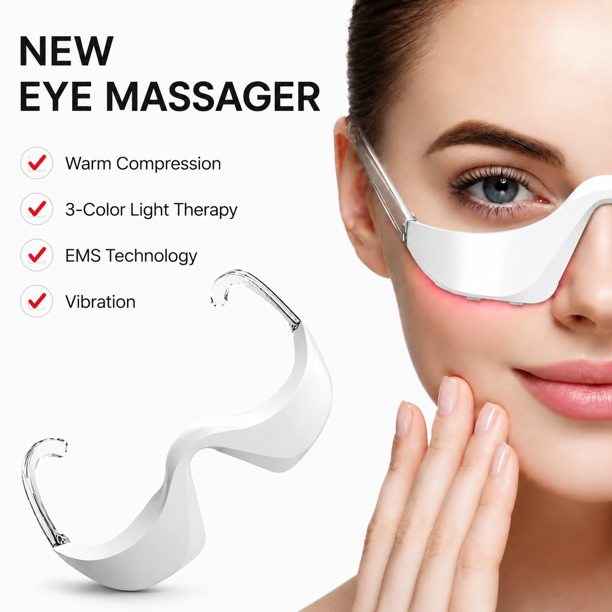 EMS Eye Massager with Microcurrent Stimulation & Red Light Therapy for Eye Care, Eye Bag Lifting and Beauty Treatment