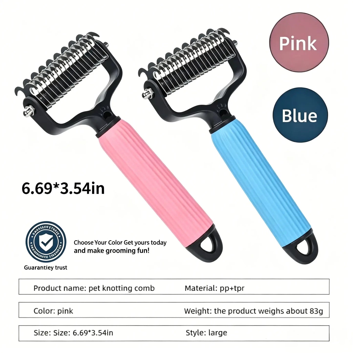 🐱🐶Double-Sided Cat & Dog Deshedding Dematting Comb - Undercoat Rake Grooming Tool, Matted Fur Remover for Long-Haired Pets, Grooming Accessories (Mid-Year Sale, Restock, DFYD, Deals for You Day Summerwins), Deshedding Tool