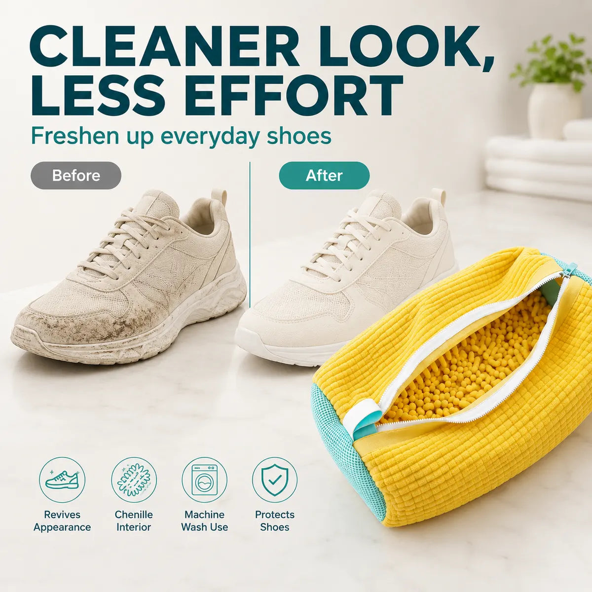 🎁Shoe Washing Machine Bag Laundry Shoe Bag for Washer and Dryer Reusable 2pc Shoe Cleaning Bags for Sneakers 360° Deep Cleaning Machine for All Shoes Types With Self-locking Zipper