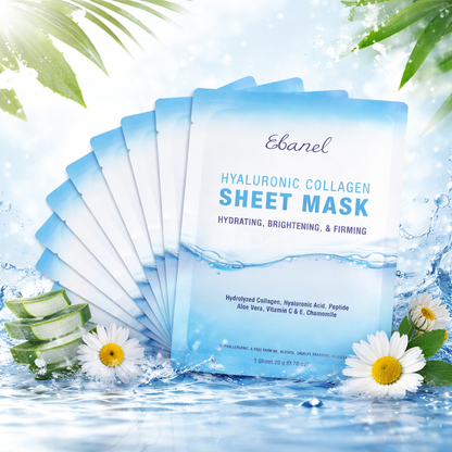 Avirovia® Hydrating Collagen Sheet Mask with Hyaluronic Acid – Deep Moisture, Skin Firming & Brightening Face Mask