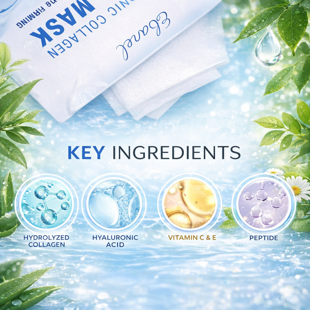 Avirovia® Hydrating Collagen Sheet Mask with Hyaluronic Acid – Deep Moisture, Skin Firming & Brightening Face Mask