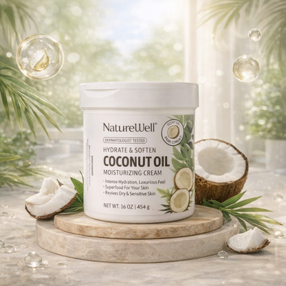 Avirovia® NatureWell Coconut Oil Moisturizing Cream 16oz – Deep Hydration Body & Face Cream with Vitamins A, C & E for Dry & Sensitive Skin