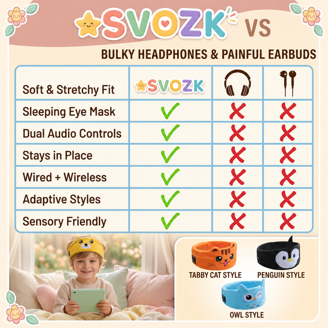 🌙 🎶Cozy Bluetooth 5.0 Sleep Headband 🎧 – Soft Wireless Music Headphones for Kids & Adults, Relax, Sleep & Enjoy Music Anywhere