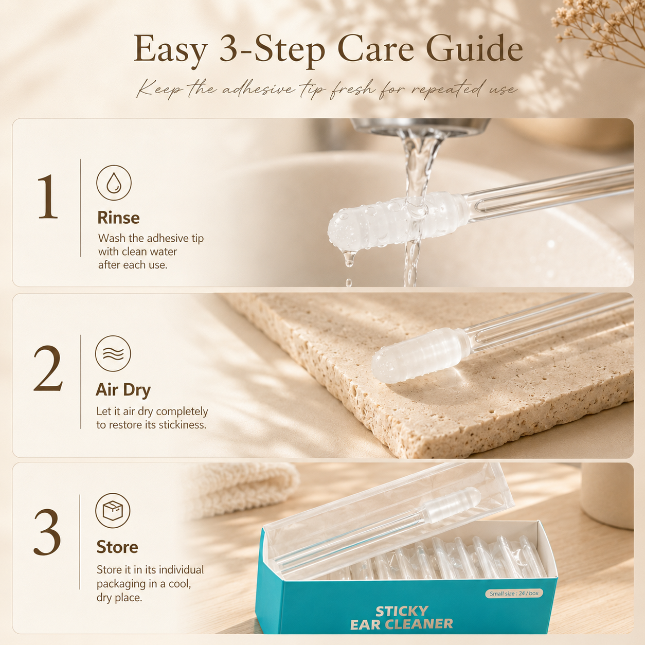 Reusable Sticky Ear Cleaning Sticks (24-Pack)